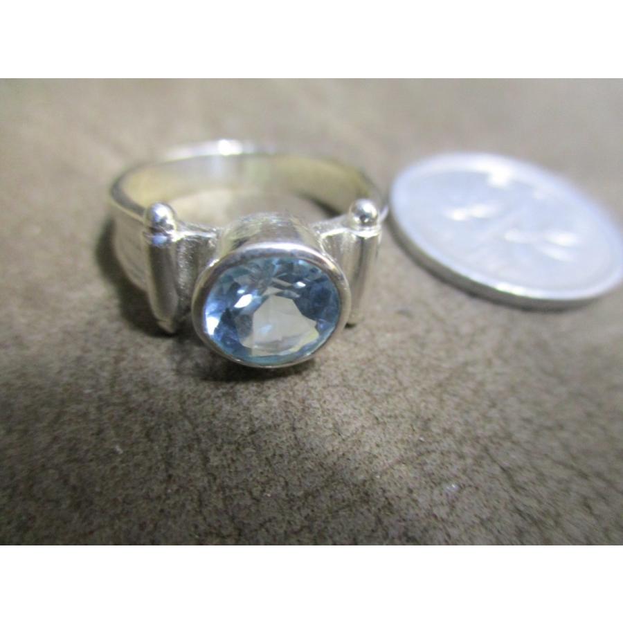Silver925 シルバーリング* 天然石ブルートパーズ* ＃10 n894 : ABC