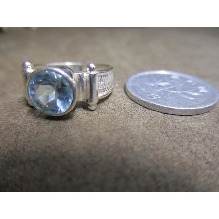 Silver925 シルバーリング* 天然石ブルートパーズ* ＃10 n894 : ABC