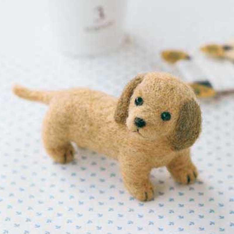 ハマナカ ふわふわ羊毛でつくるフェルト犬 ミニチュアダックスフント
