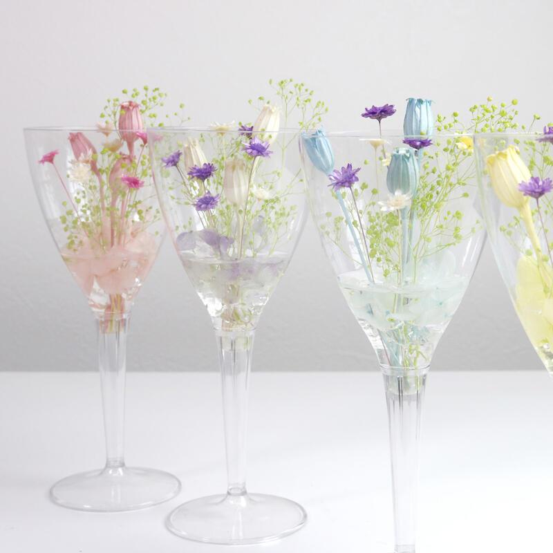 固まるハーバリウムでつくる 丸瓶＆ワインカップ パープル SYK-8