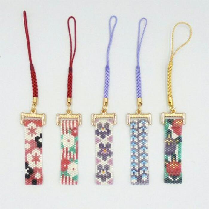 ビーズステッチキット 京・西陣柄京染風根付け 菊 pb-199 : 手芸用品の