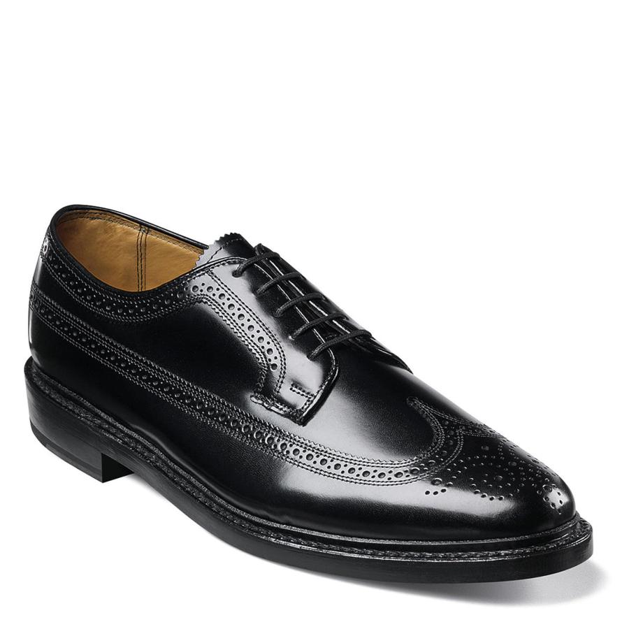 【並行輸入品】Florsheim メンズ Kenmoor ウィングチップ オックスフォード, ブラック タンブルド, 11 X Wide Floの画像