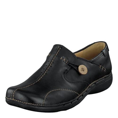 【並行輸入品】[クラークス] 本革 コンフォート フラットシューズ アンループ レディース ブラックレザー 26.5 cm Clarks Womの画像