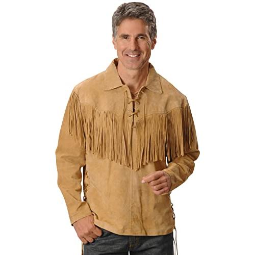 【並行輸入品】ScullyメンズFringed Boarスエードレザーシャツ   5   86 US サイズ: XL カラー: ブラウン Scuの画像