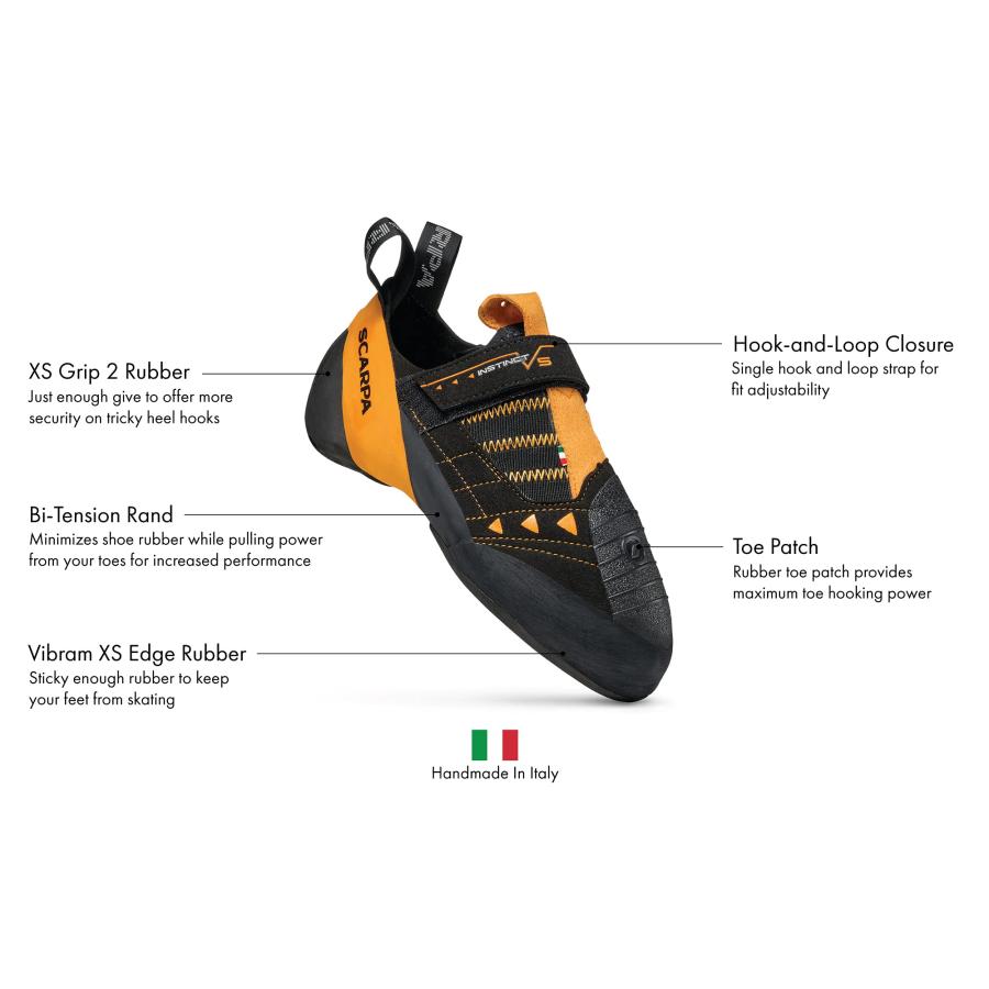 【並行輸入品】SCARPA Instinct VS ロッククライミングシューズ スポーツクライミングやボルダリング用, ブラック/オレンジ, 1の画像