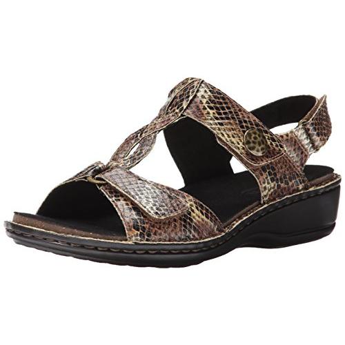 【並行輸入品】Aravon レディース コレット AR ドレスサンダル, ブラウンプリント, 7 Wide Aravon Women's Colの画像
