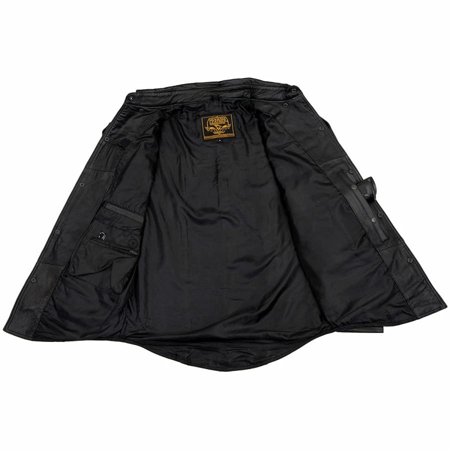 【並行輸入品】Milwaukeeレザーメンズラムスキンレザースナップダウン襟付きシャツ(ブラック, XXL ) L ブラック LKM1600 Bの画像