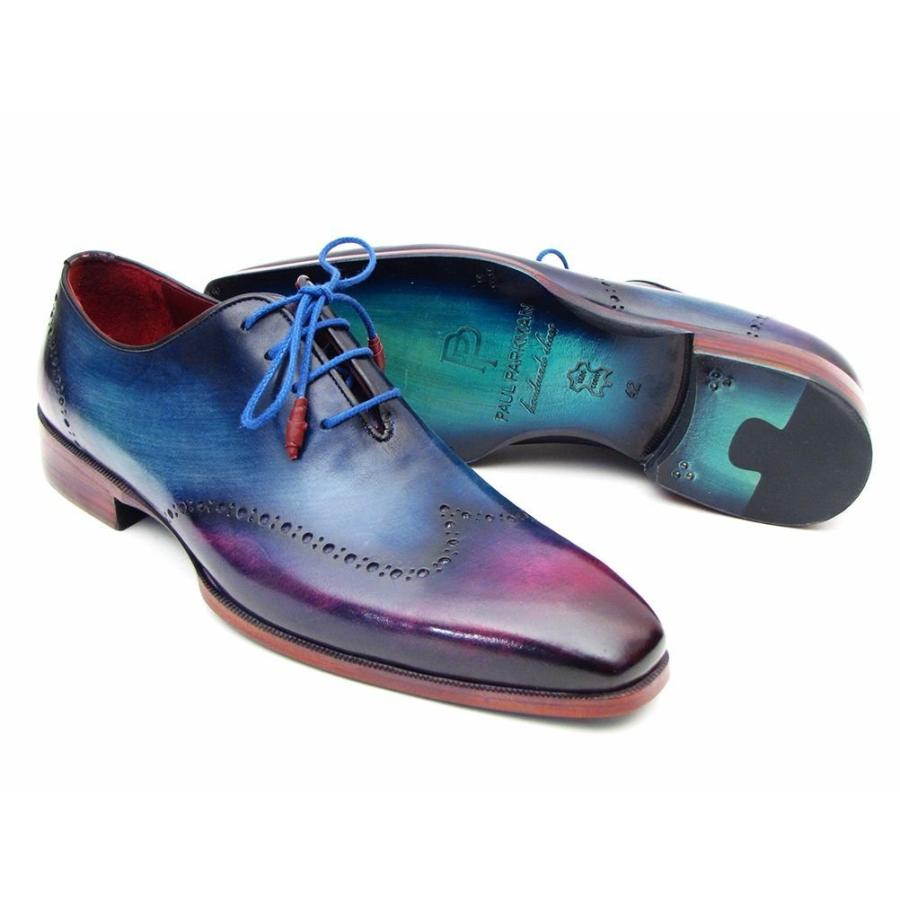 【並行輸入品】ポール・Parkmanメンズブルー&パープルWingtipオックスフォード(ID # 084vx55 ) カラー: ブルー Pauの画像