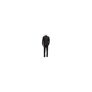 【並行輸入品】メンズクラシックフィットソリッドブラック2つボタンスーパー140のウールスーツ カラー: ブラック Men's 100% Woolの画像