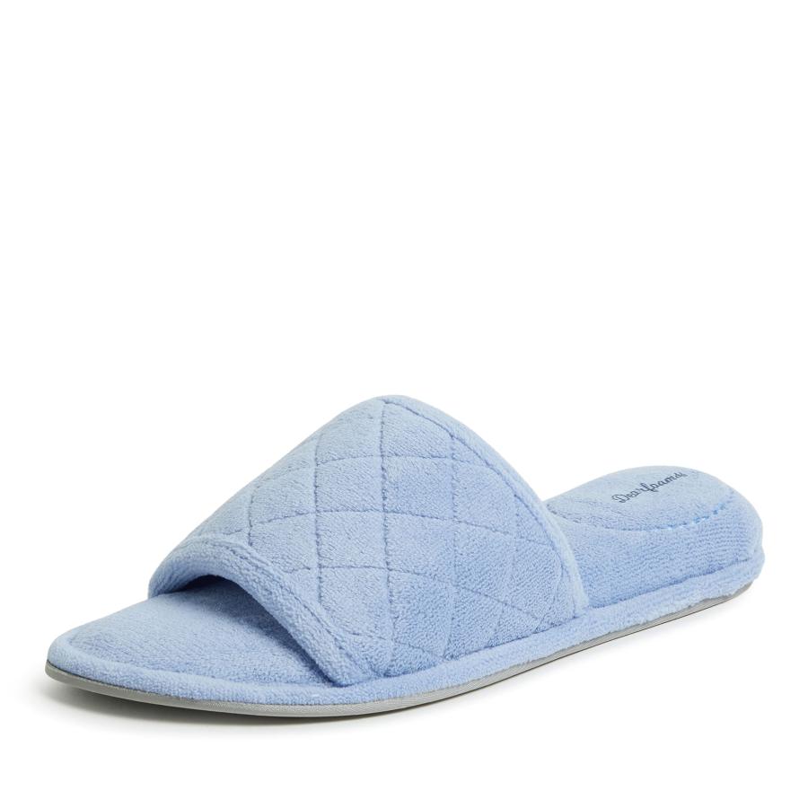【並行輸入品】Dearfoams 快適な、クッション性のスリッパでつま先の開いたキルトデザイン、氷山   屋内/屋外の女性のテリースライドスリッの画像