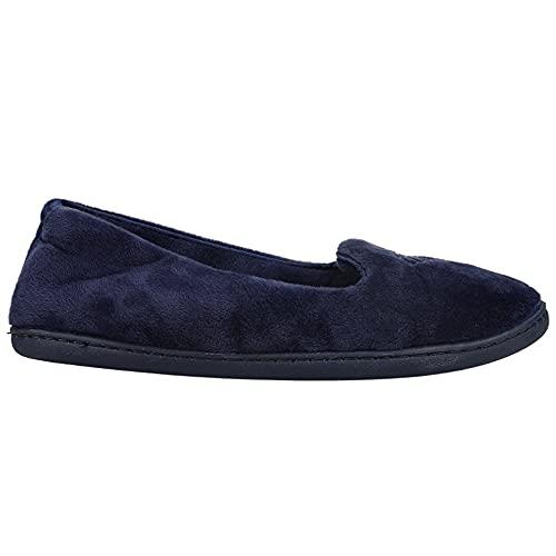 【並行輸入品】Dearfoams Women's Micro Velour Embroidered Closed Back Slippers D_1