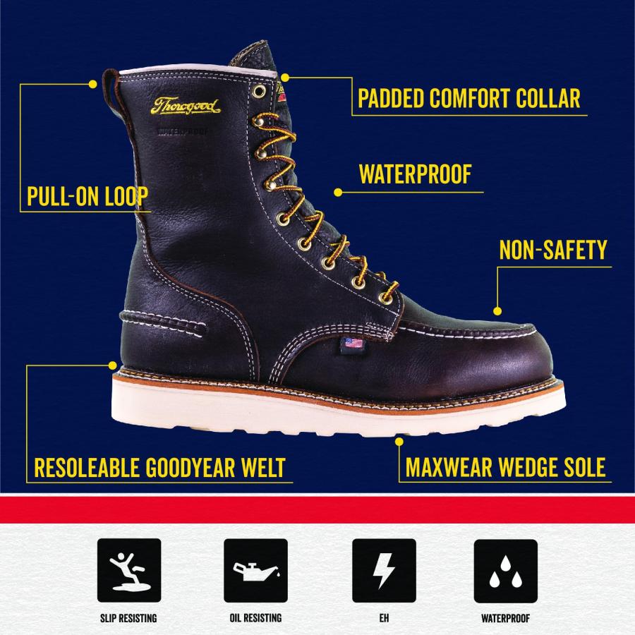【並行輸入品】Thorogood 1957 Series 8” Waterproof Work Boots for Men   Full Grの画像