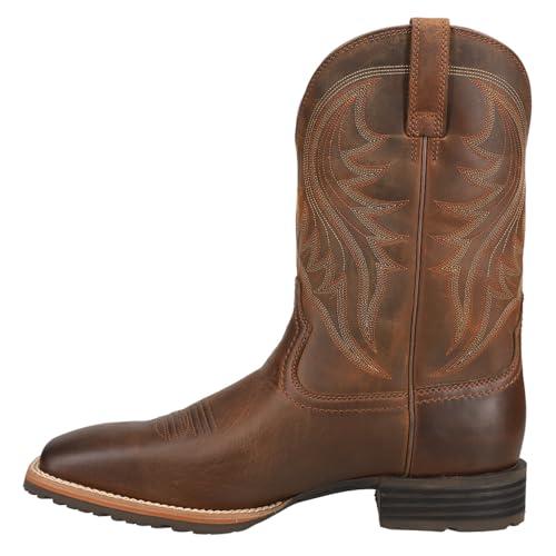 【並行輸入品】Ariat ハイブリッド ランチャー ウエスタンブーツ メンズ レザー スクエアトゥ ウエスタンブーツ， ブラウン(Distres_1