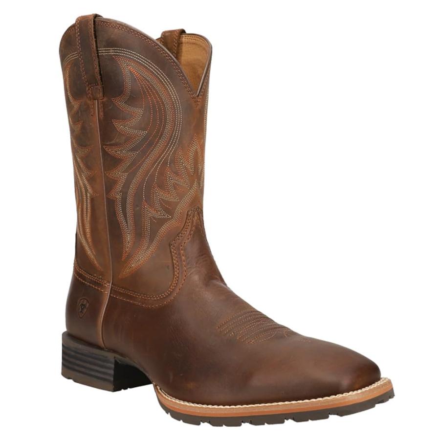 【並行輸入品】Ariat ハイブリッド ランチャー ウエスタンブーツ メンズ レザー スクエアトゥ ウエスタンブーツ， ブラウン(Distres_3