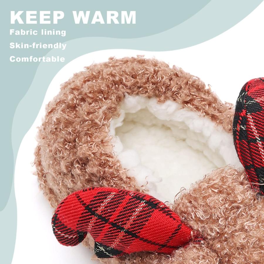 【並行輸入品】ASHION Women's Cute Fuzzy Reindeer House Slippers Stuffed Animal_3