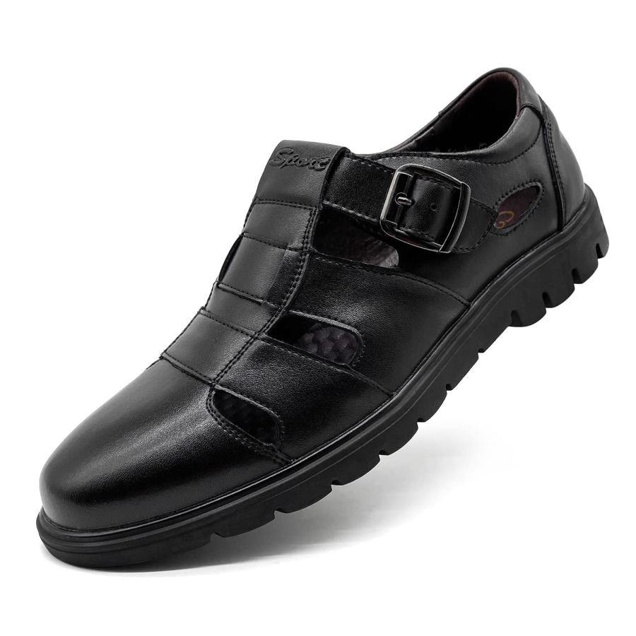 CMM メンズ クローズトウ レザーストラップ ビジネスサンダル クールビーチサンダル プラスサイズ 12 12.5 US サイズ: 24 カラー: ブラウン 並行輸入品】CMM メンズ クローズドトゥ レザーストラップ ビジネス