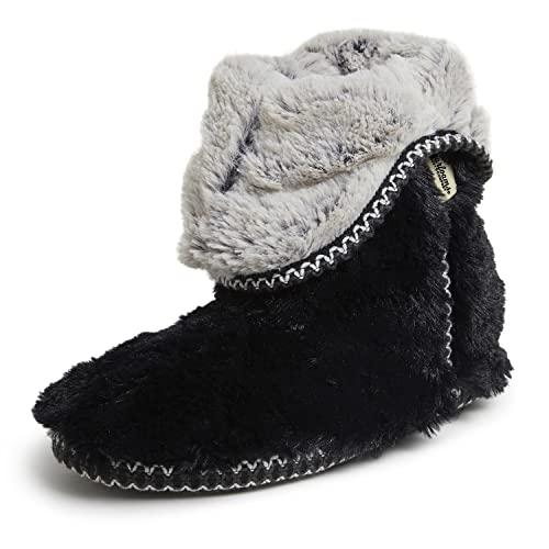 【並行輸入品】Dearfoams レディース Beth Furry 折りたたみブーツスリッパ US サイズ: M カラー: ブラック Dearf_1