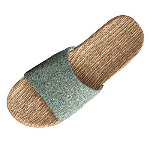 【並行輸入品】XINGYUE 亜麻 畳スリッパ 滑り止め 室内スリッパ オープントゥ， グリーン， 7 XINGYUE mens Flax Ta_1