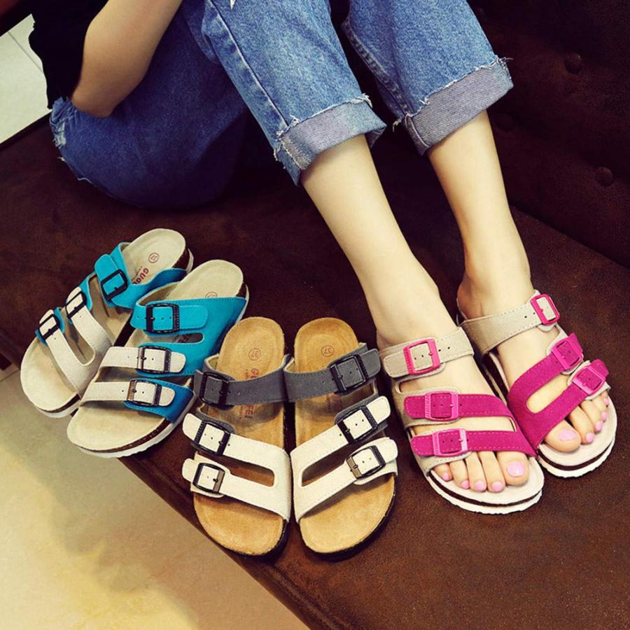【並行輸入品】Yuper Women Contrast Strap Cork Slippers Slides Ladies Fashion Vの画像