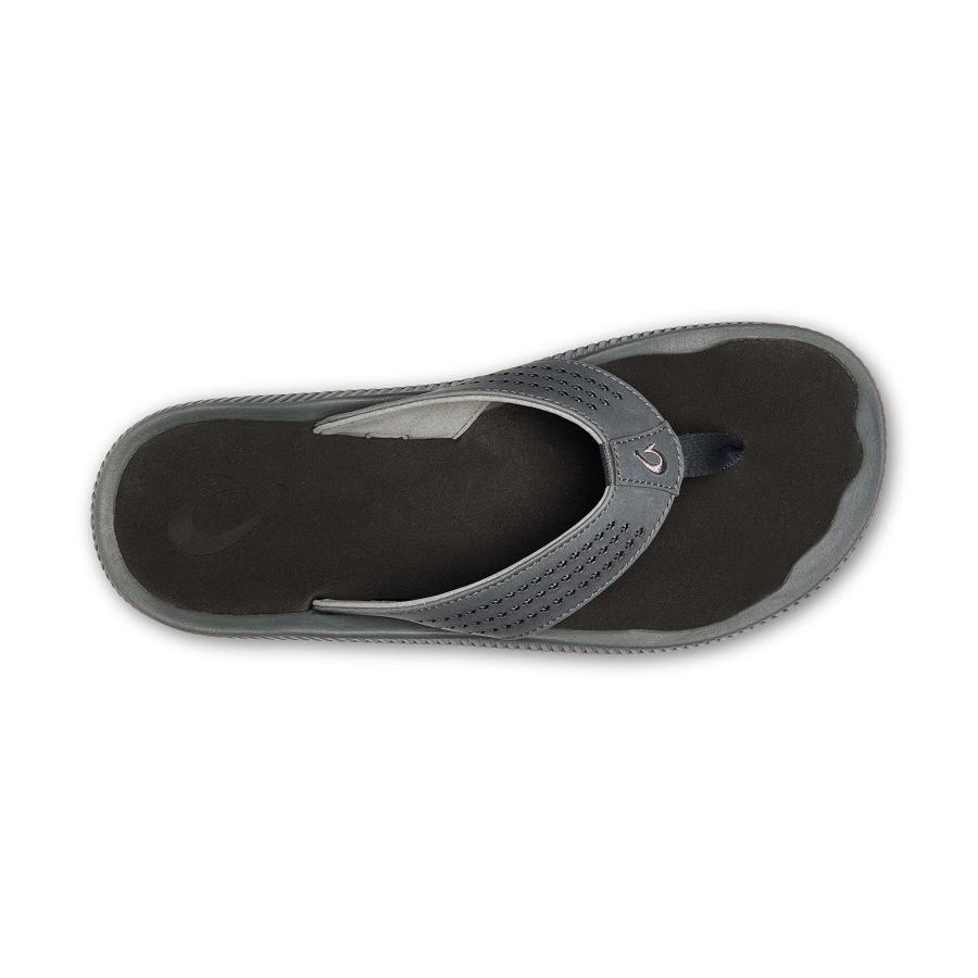 【並行輸入品】OLUKAI Ulele Sandals   Men's Dark Shadow/Black 11 OLUKAI Ulele Meの画像