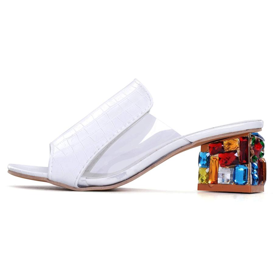 【並行輸入品】VFDB Women's Peep Toe Mid Block Heel Summer Slide Sandals,Slip Oの画像