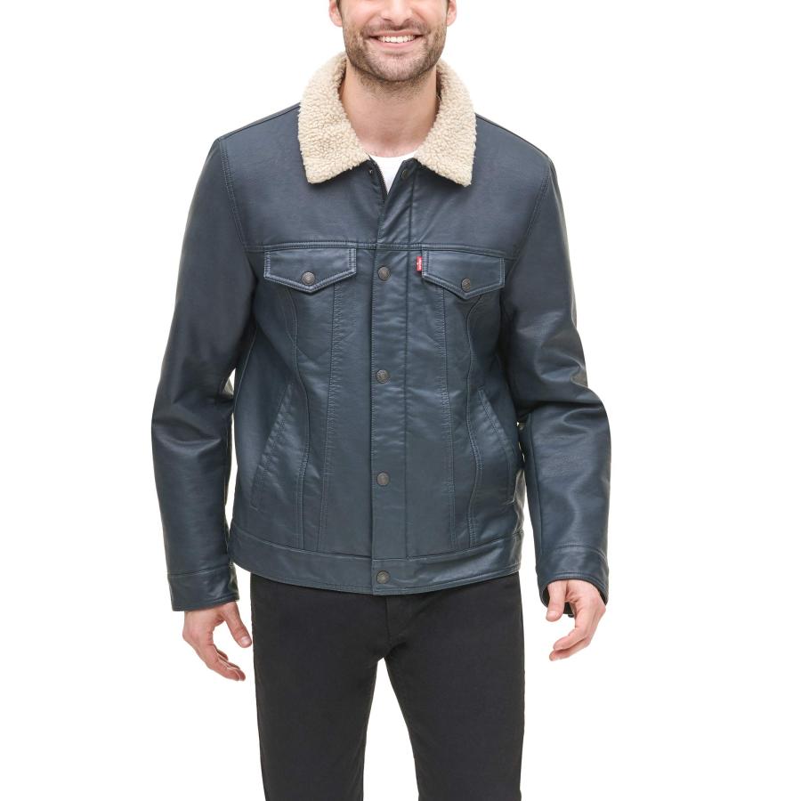 Levi's フェイクレザートラッカー 並行輸入品】Levi's メンズ フェイクレザー シェルパ裏地
