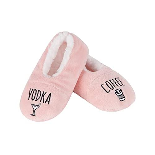 【並行輸入品】MeMoi Women's Coffee & Vodka Sherpa Lined Slippers Pink Medium/L_1