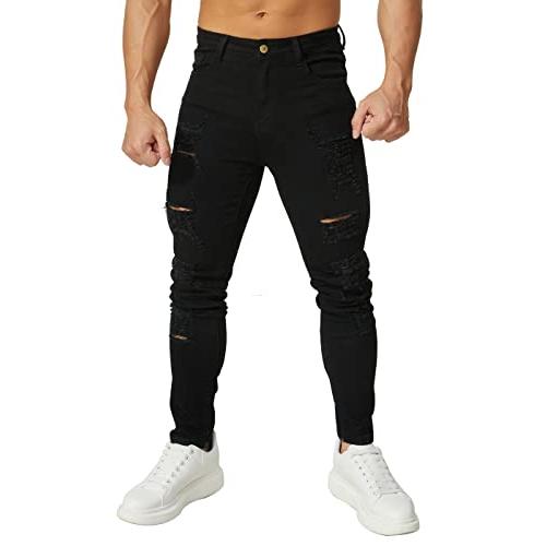 【並行輸入品】Hungson PANTS メンズ US サイズ: 29 カラー: ブラック HUNGSON Mens Ripped Jeans_1