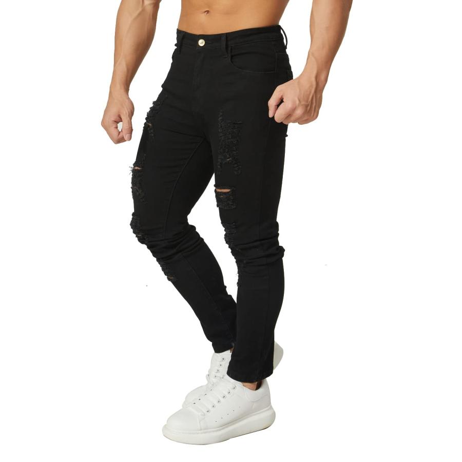【並行輸入品】Hungson PANTS メンズ US サイズ: 29 カラー: ブラック HUNGSON Mens Ripped Jeans_3