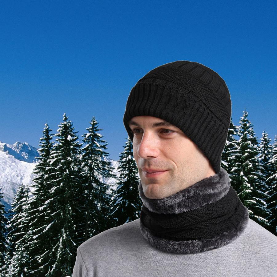 【並行輸入品】Abudder HAT メンズ US サイズ: Medium カラー: ブラック Winter Beanie Hat Scarf_3