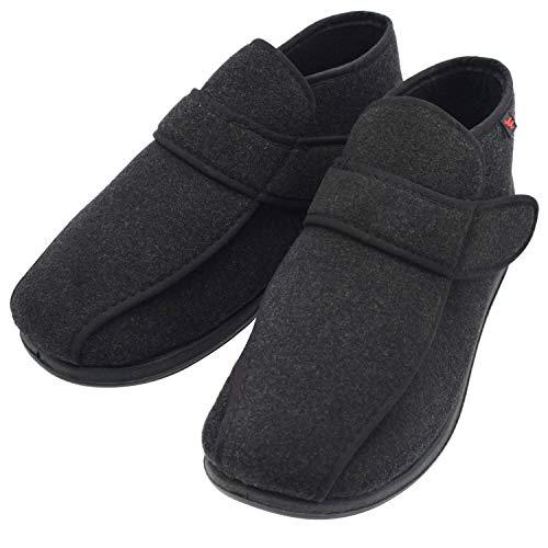 【並行輸入品】W\u0026LESVAGO メンズ 低反発素材 糖尿病用シューズ 快適 暖かい フラシ天 フリース ハウスシューズ ハイトップ 幅広 調節_1