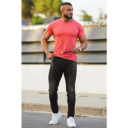 【並行輸入品】Heyfanee Black Grey Jeans for Men Casual，Mens Jeans Skinny Casua_4