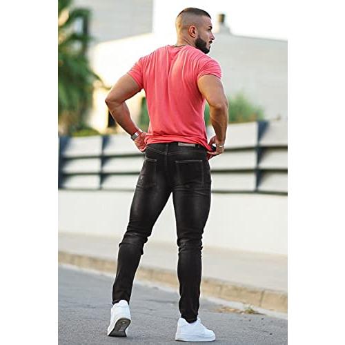 【並行輸入品】Heyfanee Black Grey Jeans for Men Casual，Mens Jeans Skinny Casua_7