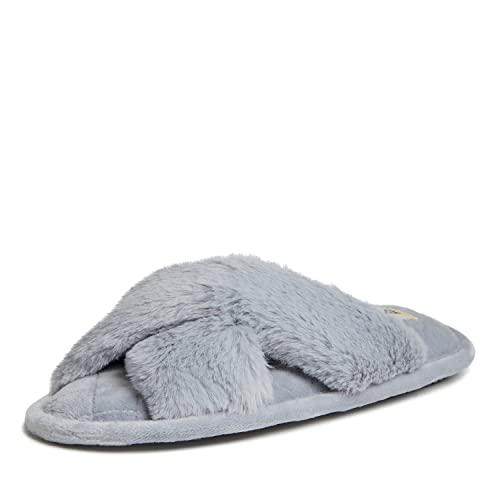 【並行輸入品】Dearfoams レディース Jessica Furry クロスバンド スライドスリッパ US サイズ: M カラー: グレー_1