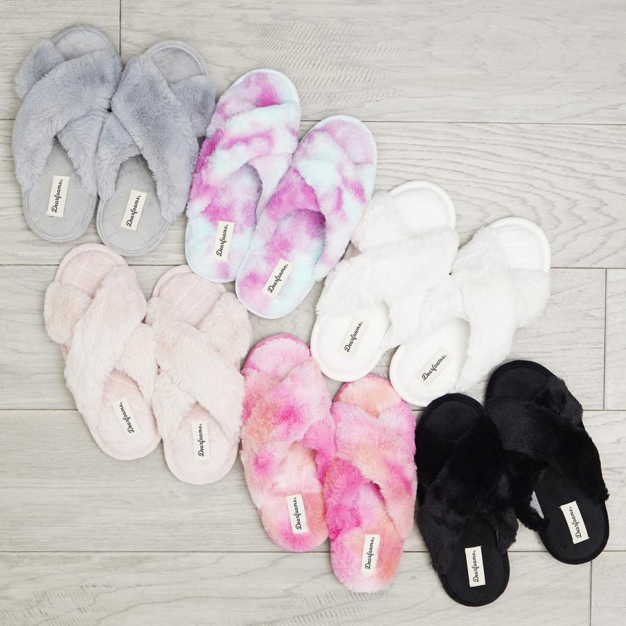 【並行輸入品】Dearfoams レディース Jessica Furry クロスバンド スライドスリッパ US サイズ: M カラー: グレー_3