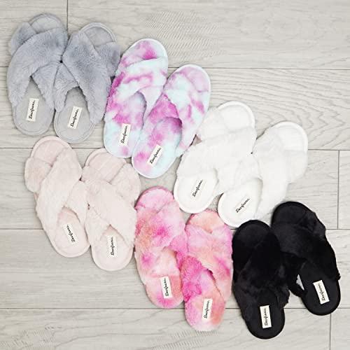 【並行輸入品】Dearfoams レディース Jessica Furry クロスバンド スライドスリッパ US サイズ: M カラー: グレー_4