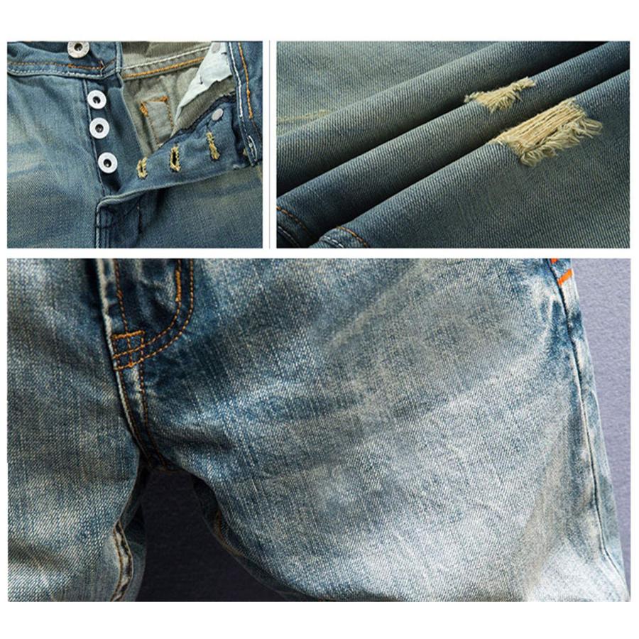 【並行輸入品】Andongnywell Men's Frayed Ripped Straight Denim Pants Man's Slim_9
