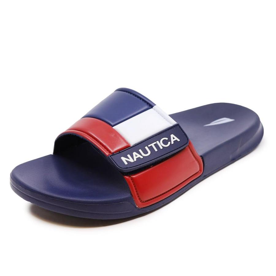 【並行輸入品】Nautica メンズ アスレチック スライド 調節可能なストラップ 快適なサンダル, バワー2ネイビー/ホワイト/レッド, 11_2
