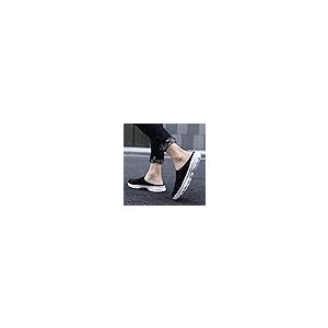 【並行輸入品】MizHome メンズ オープンバック スニーカー クロッグ ニット ミュールシューズ 軽量 通気性 スリッパ, ブラック, 12_8