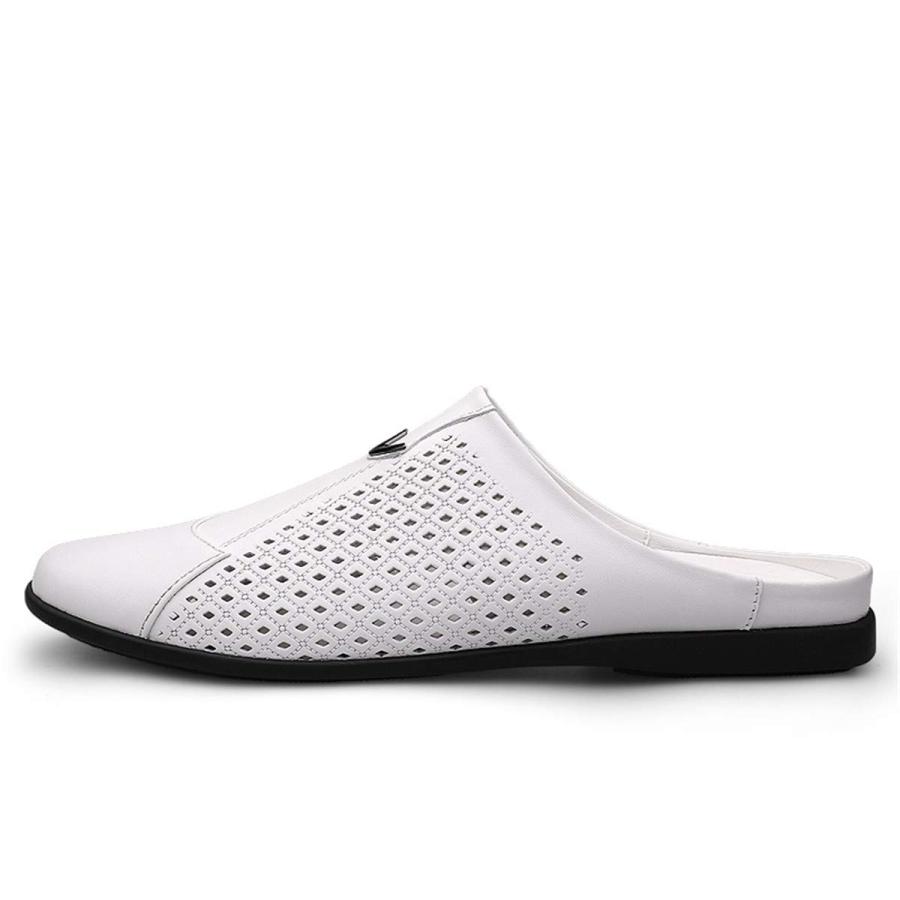 【並行輸入品】ChicNuts Men's Leather Dress Mules Clog Slippers Slip On Open Baの画像
