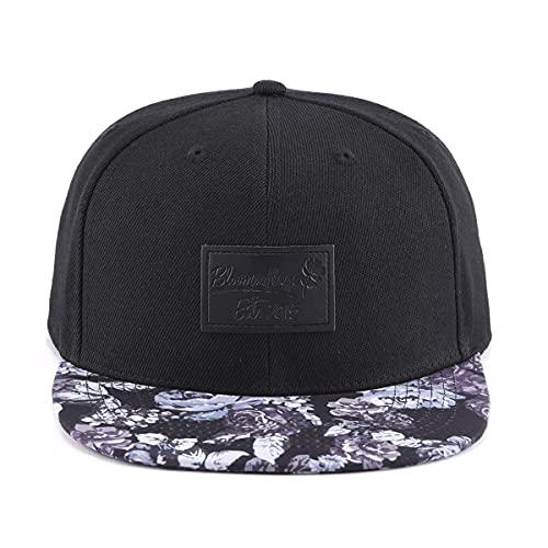 【並行輸入品】BloomBrand ブラックパッチ 花柄 フラットビル スナップバック Snapback Hat Floral Black Pa_4