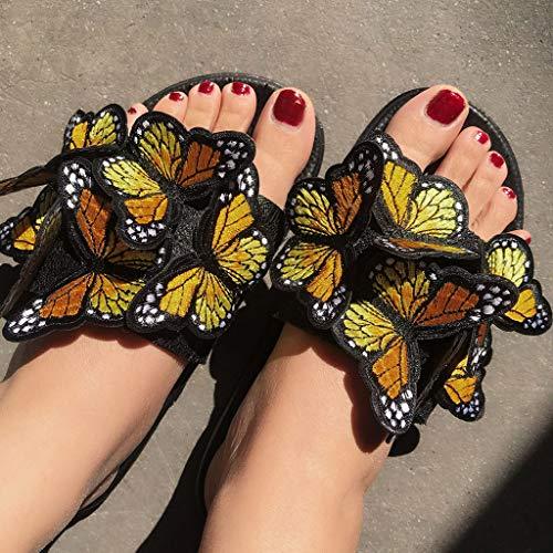 【並行輸入品】womens Slippers,Women's Open Toe Butterfly Animal Printed Flat Sの画像