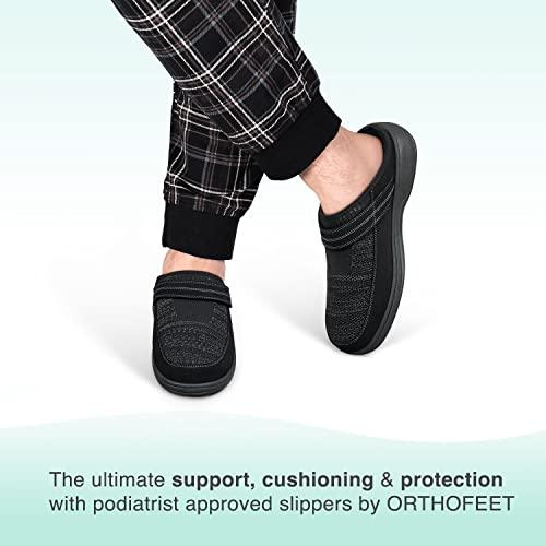 【並行輸入品】Orthofeet Men's Orthopedic Black Stretch Knit Hudson Slippers， S_4