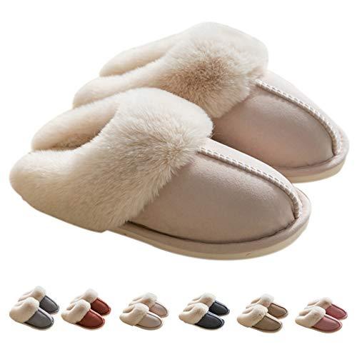 【並行輸入品】pestor Womens Slipper Memory Foam Fluffy Soft Slippers Warm Slipの画像