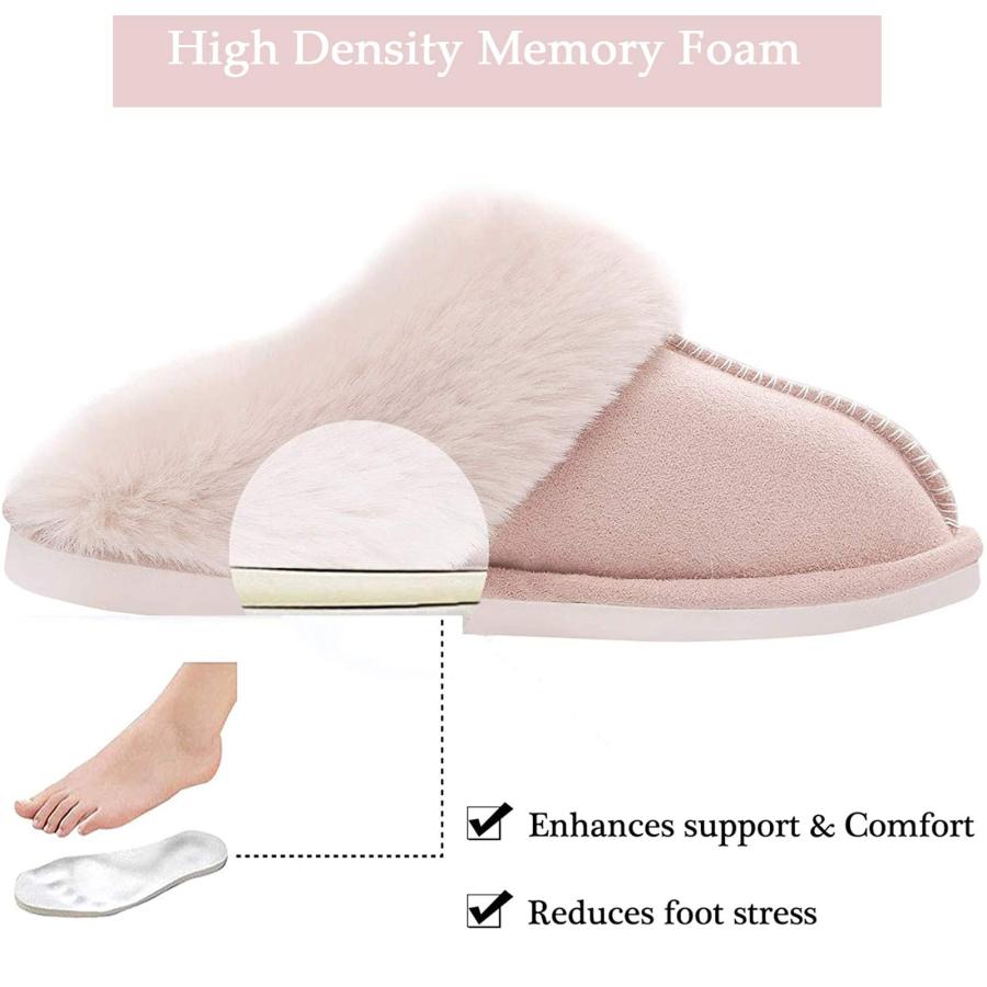 【並行輸入品】pestor Womens Slipper Memory Foam Fluffy Soft Slippers Warm Slipの画像