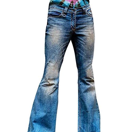 【並行輸入品】メンズ カジュアル ロングベルジーンズパンツ クラシック ミッドライズ 70年代 ディスコデニム ベルボトム US サイズ: Me_1