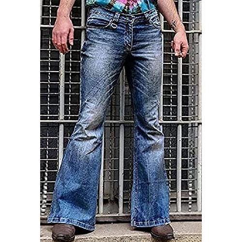 【並行輸入品】メンズ カジュアル ロングベルジーンズパンツ クラシック ミッドライズ 70年代 ディスコデニム ベルボトム US サイズ: Me_3