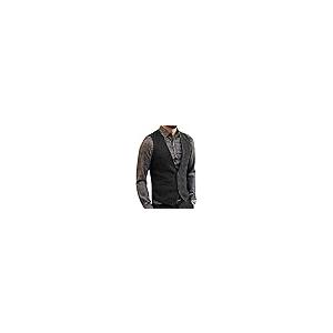 【並行輸入品】Zeattall Men's Herringbone Tweed Wool Suit Vest Single Breasted_2