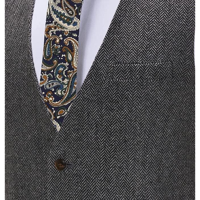 【並行輸入品】Zeattall Men's Herringbone Tweed Wool Suit Vest Single Breasted_9