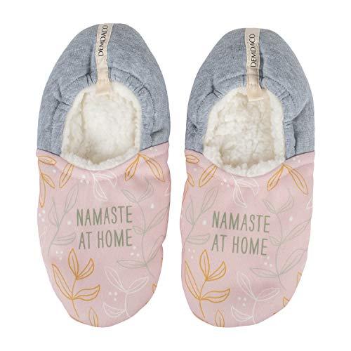 【並行輸入品】Namaste At Home ピンクとグレー L (レディース 9/10) ポリエステル フリース スリッパ DEMDACO Nの画像